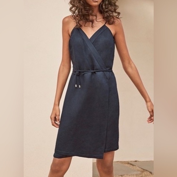 Cuyana Dresses & Skirts - Cuyana Navy Blue Slip Wrap Dress